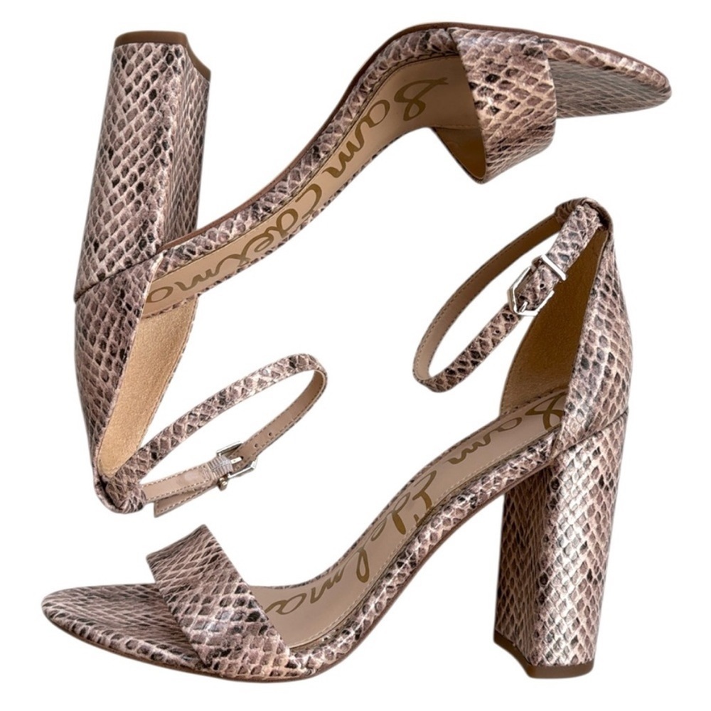 Like New Sam Edelman Leather Yaro
Heeled Sandals Snakeskin Size 7.5